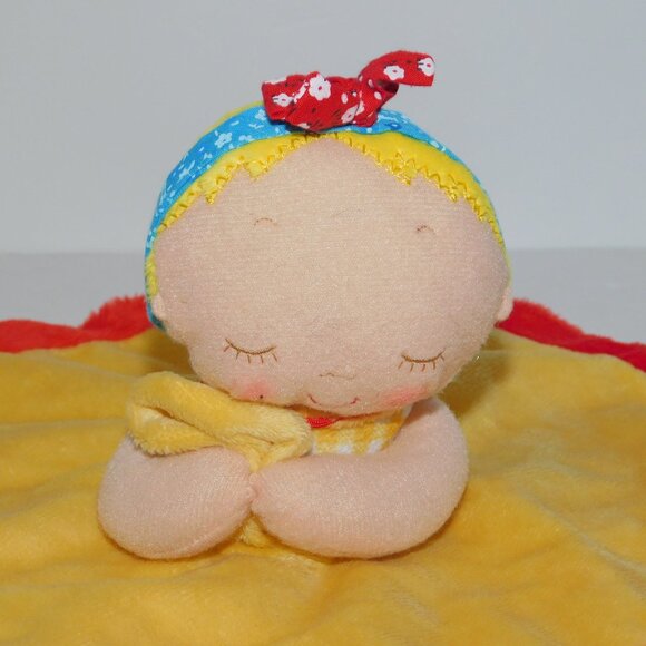 2013 Animal Adventure Karen Katz Blonde Baby Girl Yellow Red Security Blanket - Picture 2 of 8